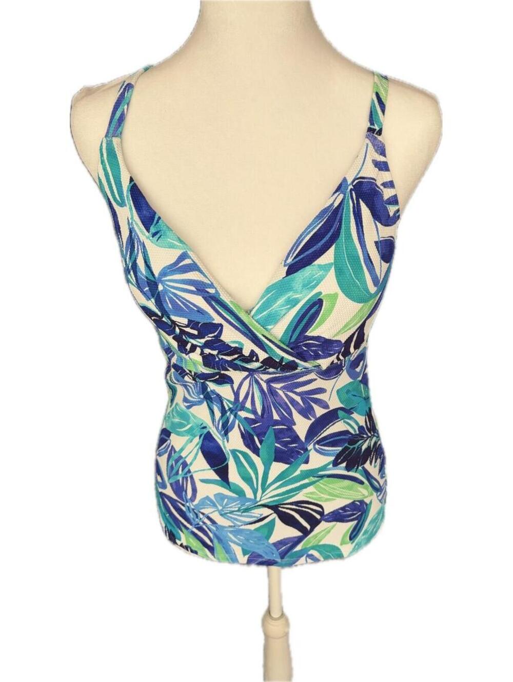 Tommy Bahama Island Cays Marina Underwire Tankini Top Beach Glass Blue LG